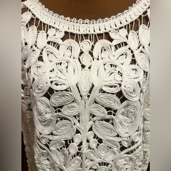 SOLD Ralph Lauren Purple Label White Crochet Spring Summer Sweater XL - Picture 2 of 7